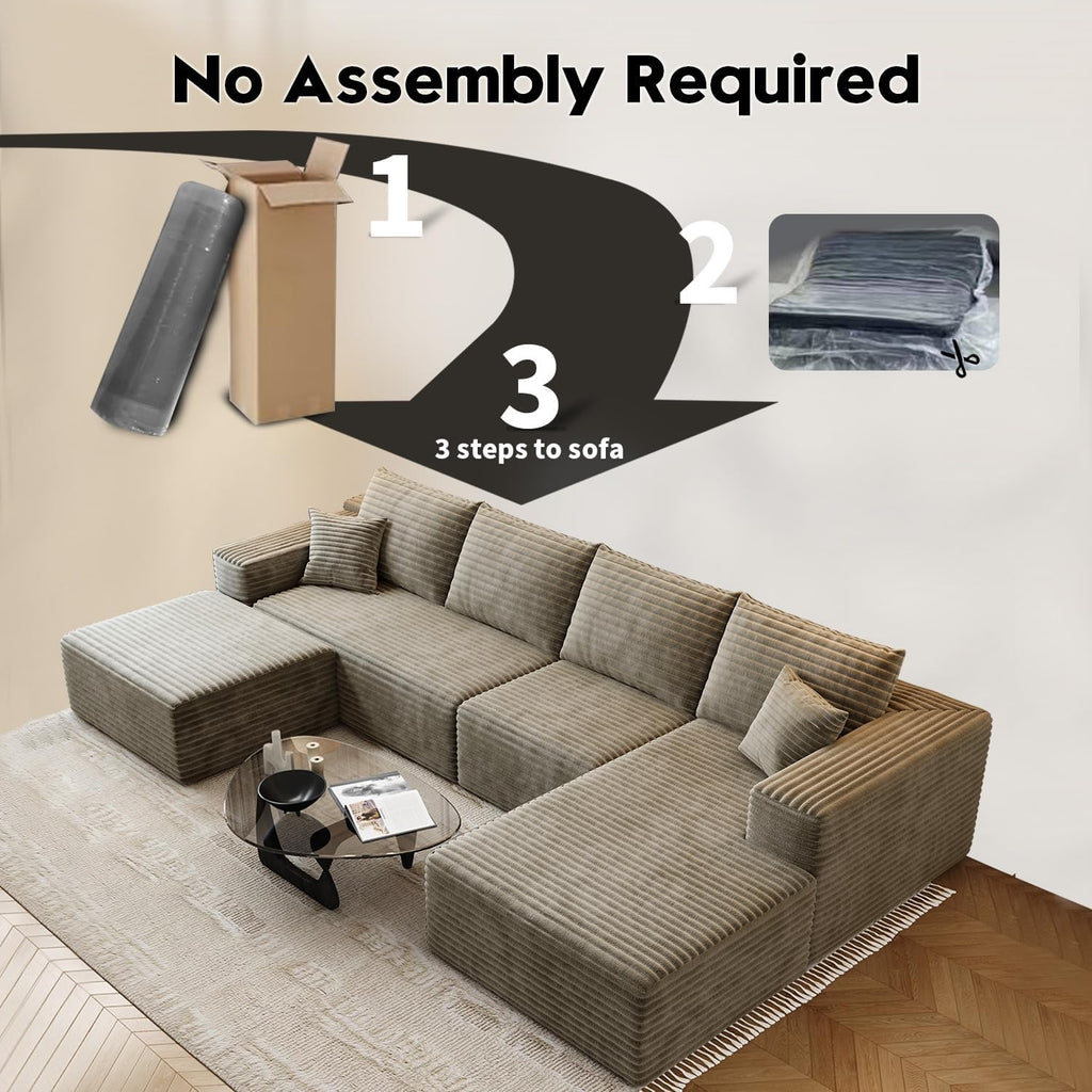 107.5" Cloud Modular Sectional Sofa Couch with L-Shape Chaise,Modern Minimalist Upholstered Couches