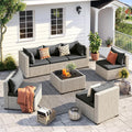 UDPATIO Outdoor Patio Furniture Set 7-Piece PE Wicker Sectional Sofa Outdoor Conversation Set