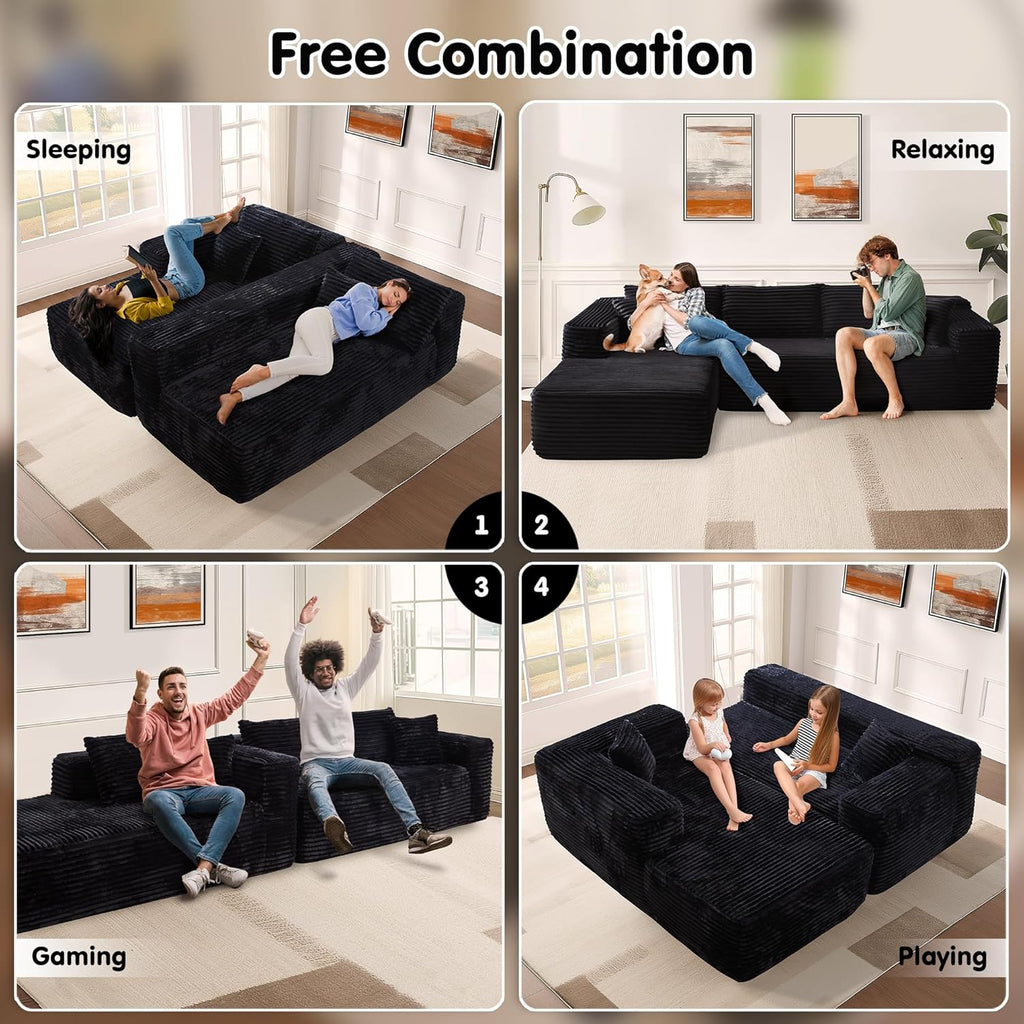 Ovios 104" Cloud Section Sofa L-shaped lounge chair, modern modular sofa