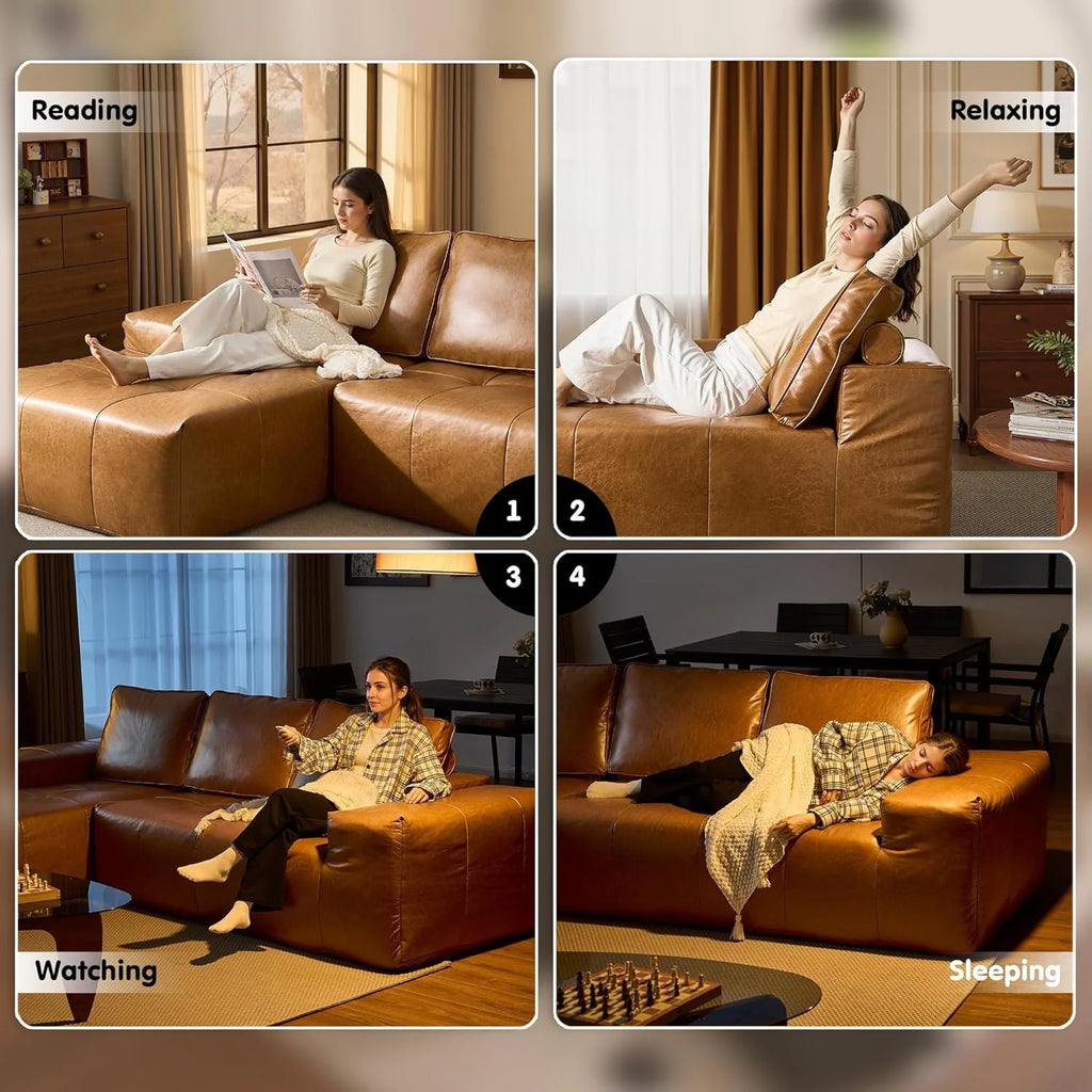 Ovios 104" Cloud Section Sofa L-shaped lounge chair, modern modular sofa