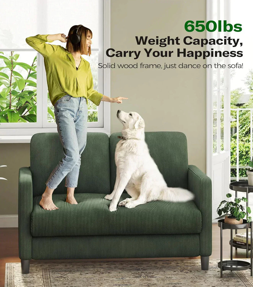 Loveseat Sofa 51" Love Seat Comfy Corduroy Small Loveseat Tool-Free Setup Couch