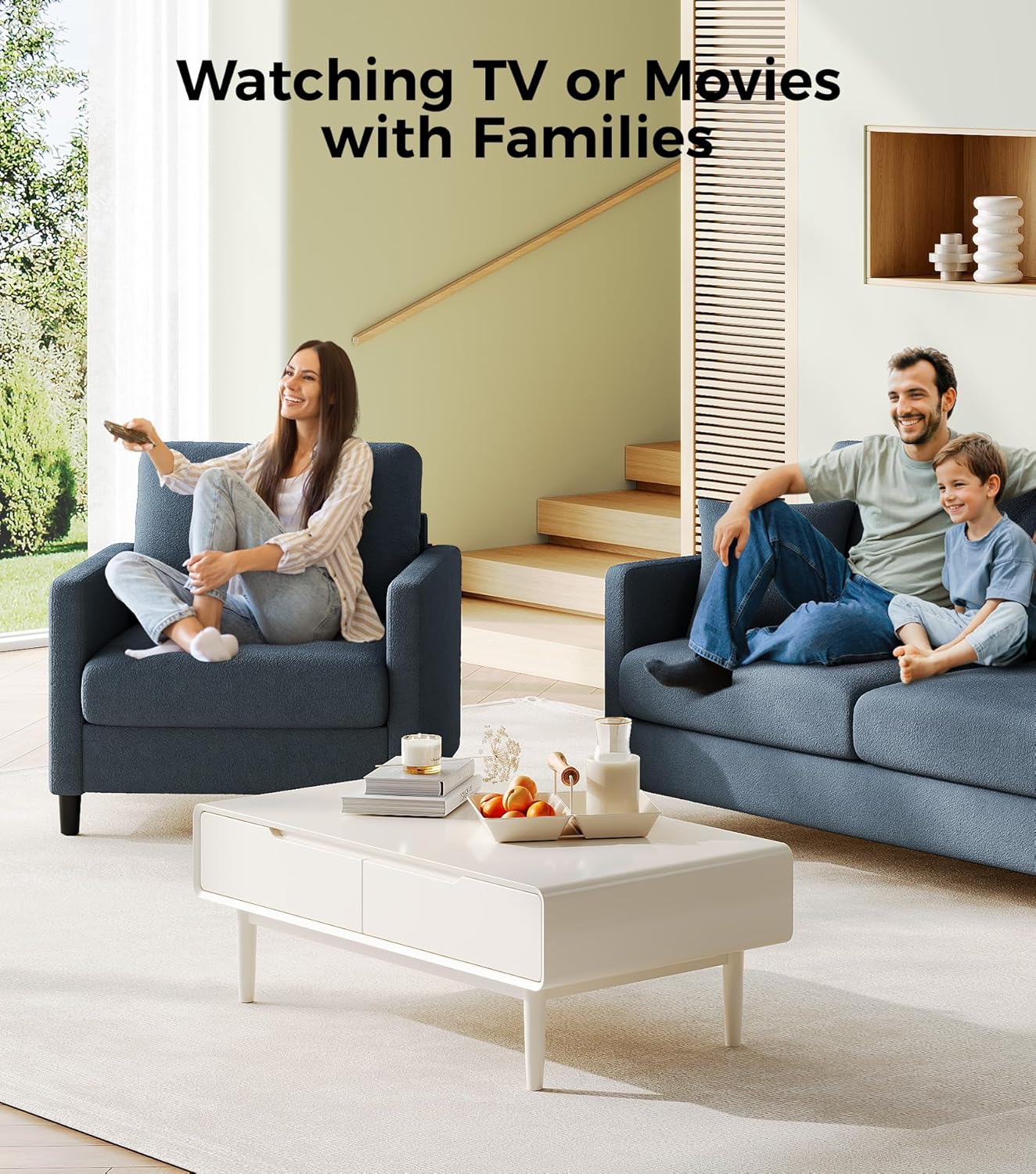 Loveseat Sofa 51" Love Seat Comfy Corduroy Small Loveseat Tool-Free Setup Couch