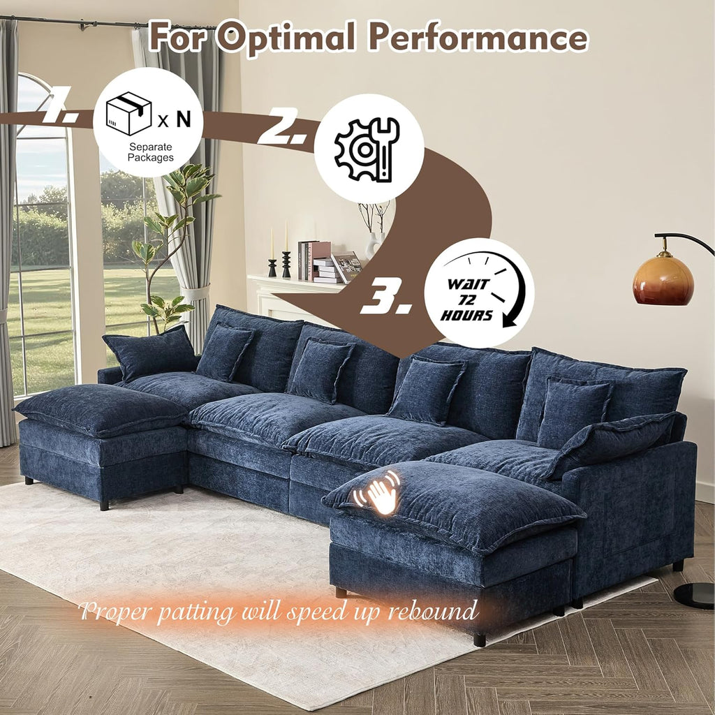 108" U-shaped sofa modular sofa three-seater comfortable cloud sofa