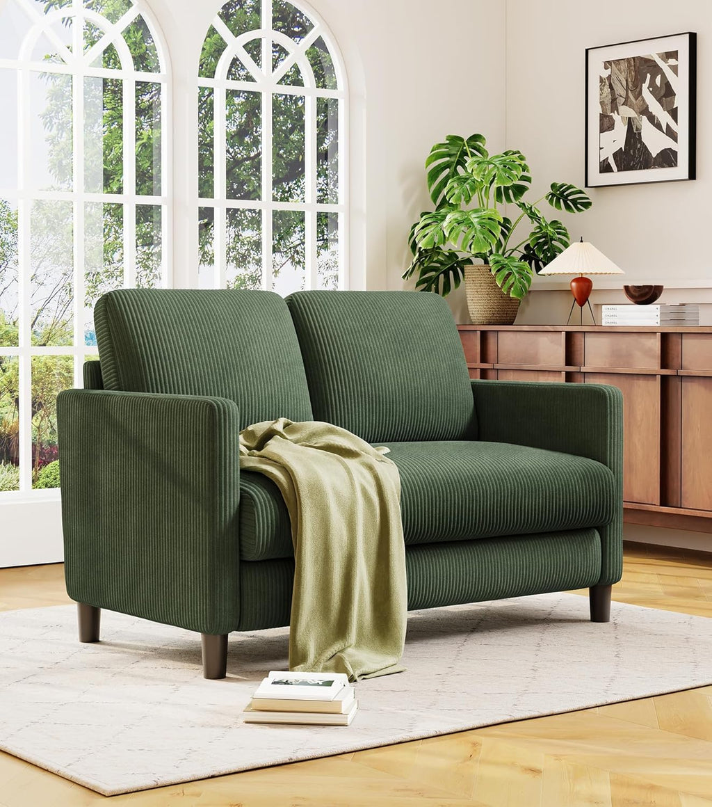 Loveseat Sofa 51" Love Seat Comfy Corduroy Small Loveseat Tool-Free Setup Couch