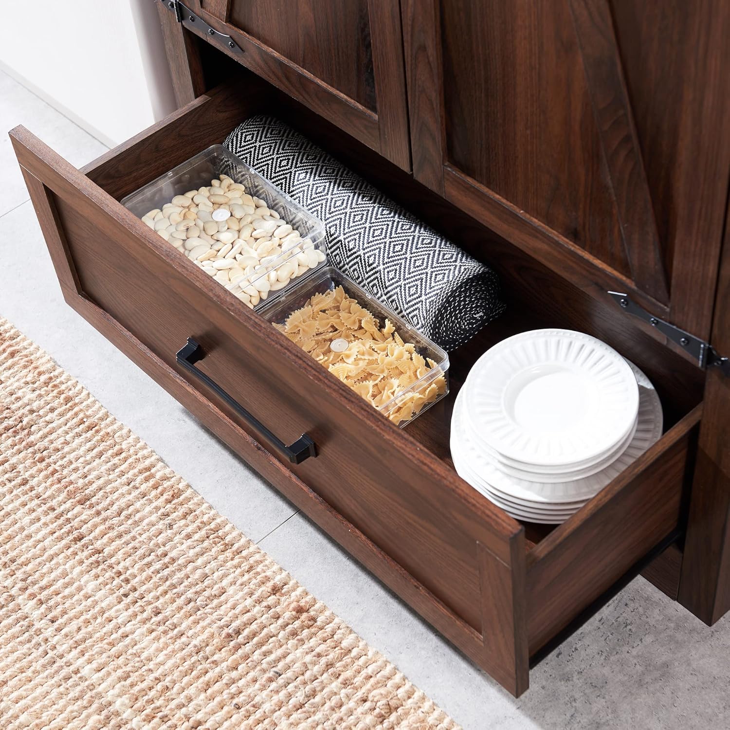 JXQTLINGMU Farmhouse Kitchen Pantry 72" Tall Wood Kitchen Storage Cabinet Adjustable Shelves