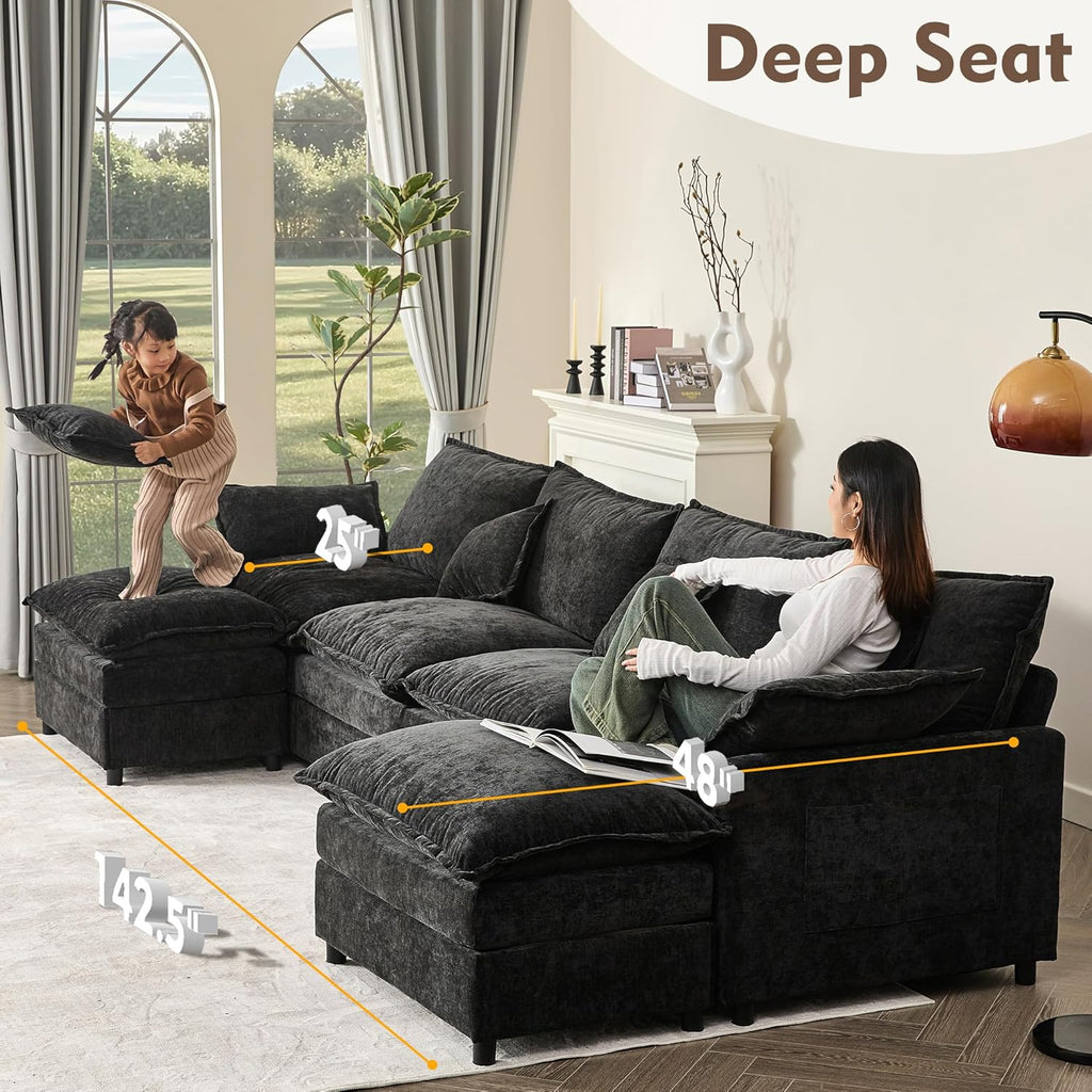 108" U-shaped sofa modular sofa Comfortable cloud sofa