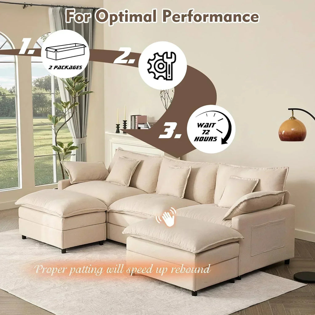 108" U-shaped sofa modular sofa Comfortable cloud sofa