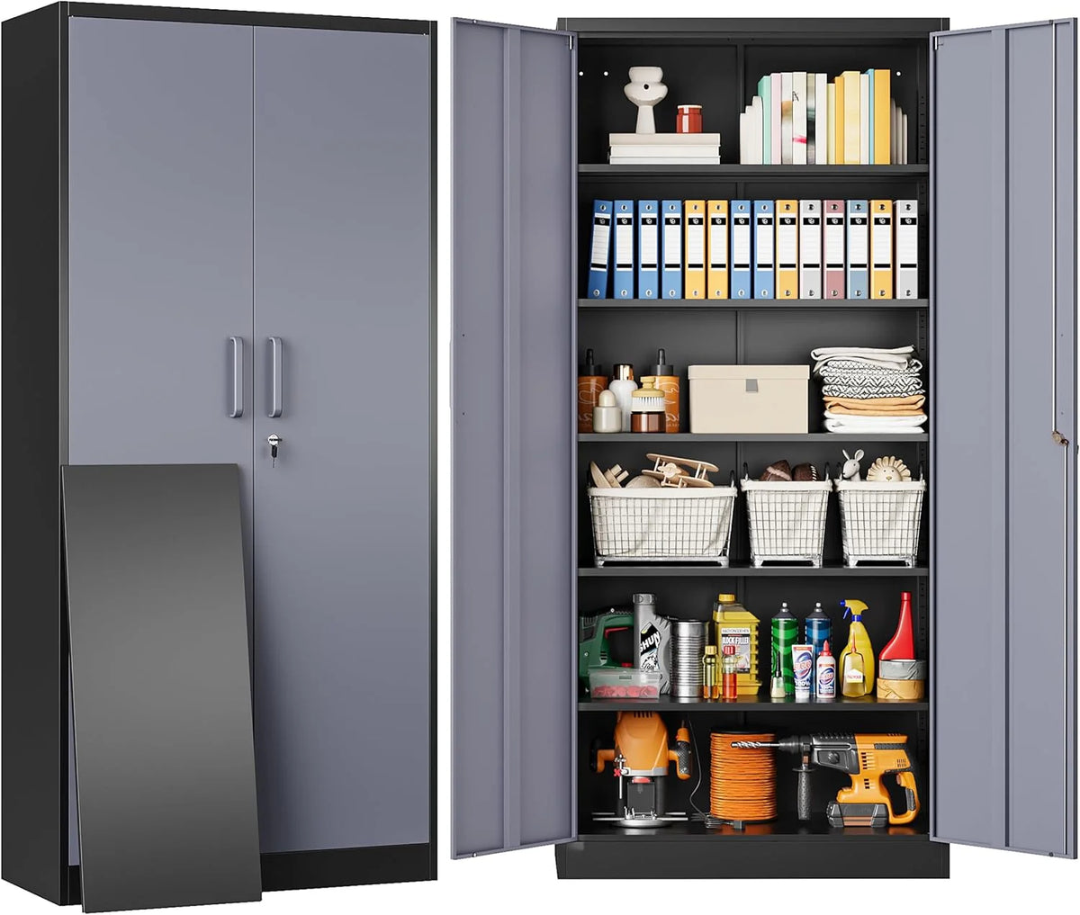 SISESOL Wide & Deep Metal Storage Cabinet with 2 Doors and 6 Shelves,72x36x18