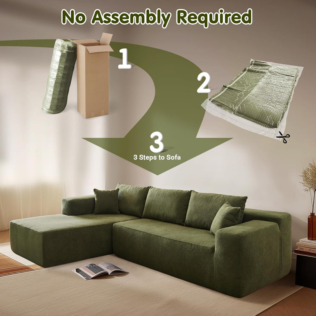 Ovios 104" Cloud Section Sofa L-shaped lounge chair, modern modular sofa