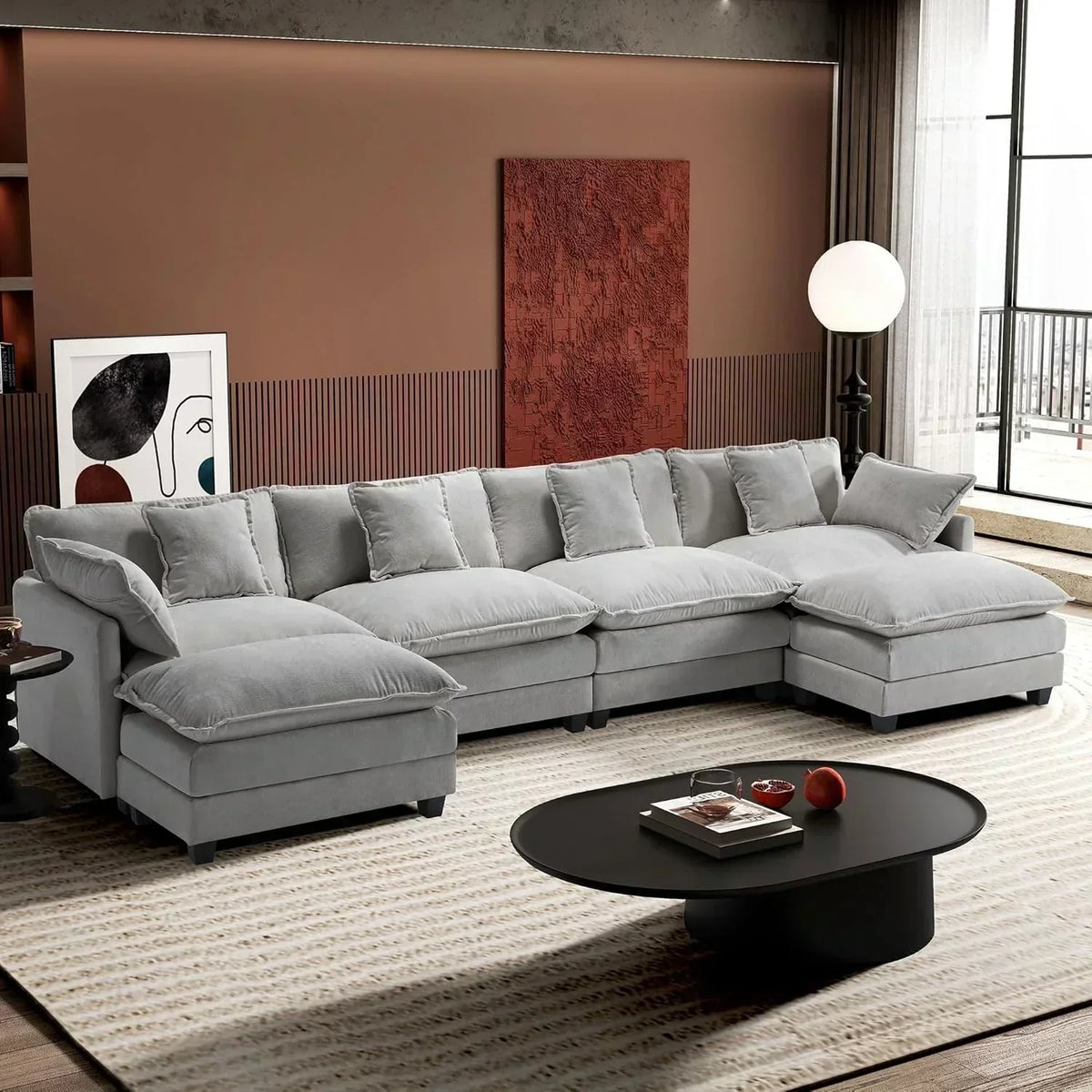 ihanherry 146-inch U-shaped modern sofa modular area cloud sofa
