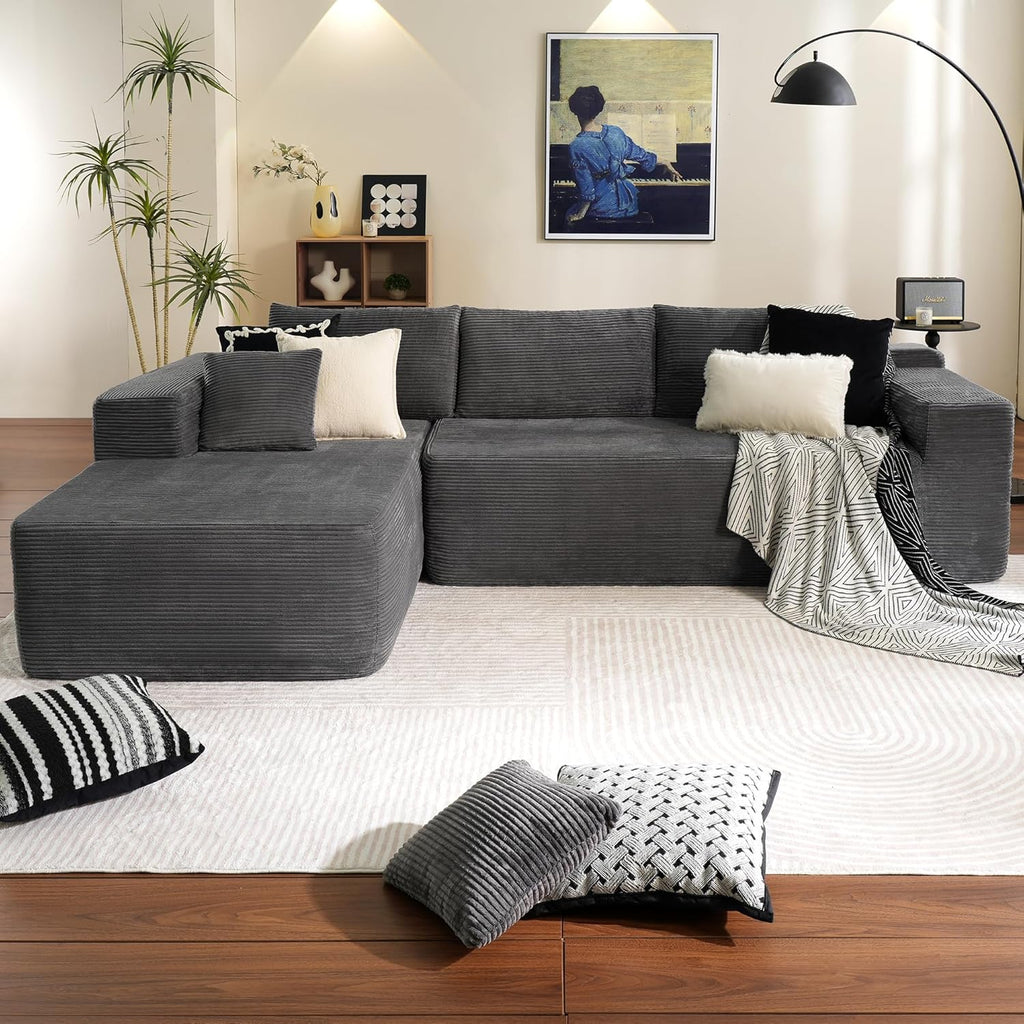 Ovios 104" Cloud Section Sofa L-shaped lounge chair, modern modular sofa