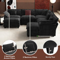 Ihanherry 146" U-Shaped Modern Sofa Modular Sectional Cloud Couch with 2 Ottoman, 6-Seat Chenille Deep Seat Sofa with 6 Pillows for Living Room, Bedroom and Apartment, Grey