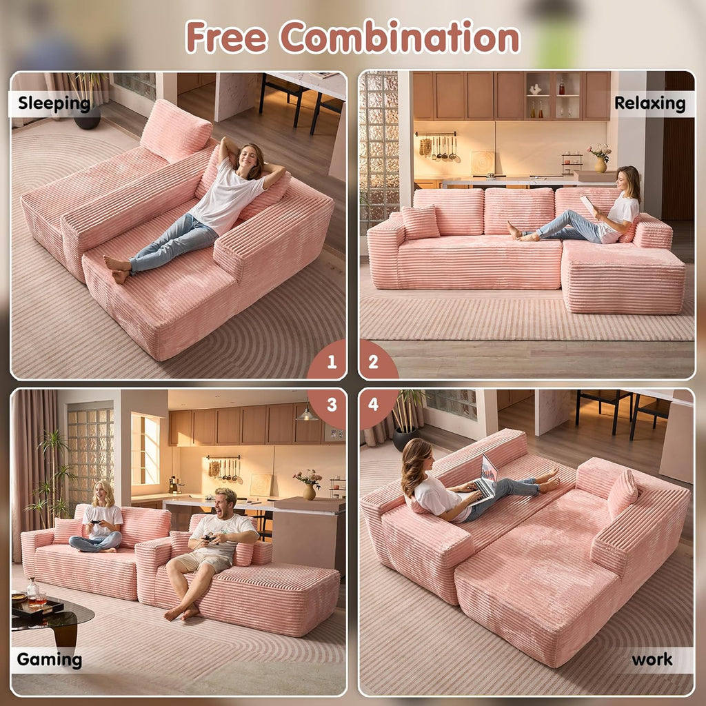 Ovios 104" Cloud Section Sofa L-shaped lounge chair, modern modular sofa