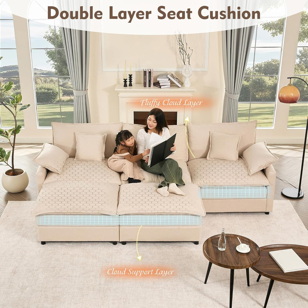 108" U-shaped sofa modular sofa three-seater comfortable cloud sofa