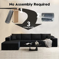 107.5" Cloud Modular Sectional Sofa Couch with L-Shape Chaise,Modern Minimalist Upholstered Couches for Living Room Bedroom,Deep Seat Corner Couch，No Assembly Required (Black,Left Facing Chaise)
