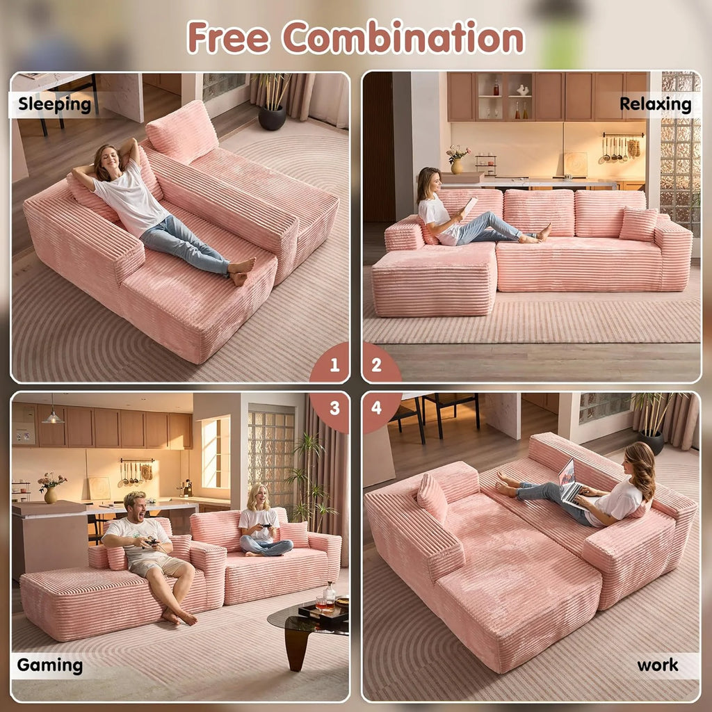 Ovios 104" Cloud Section Sofa L-shaped lounge chair, modern modular sofa