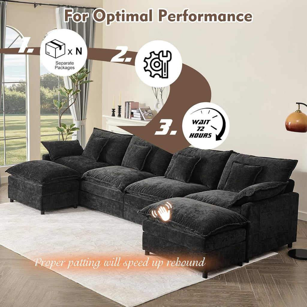 108" U-shaped sofa modular sofa three-seater comfortable cloud sofa
