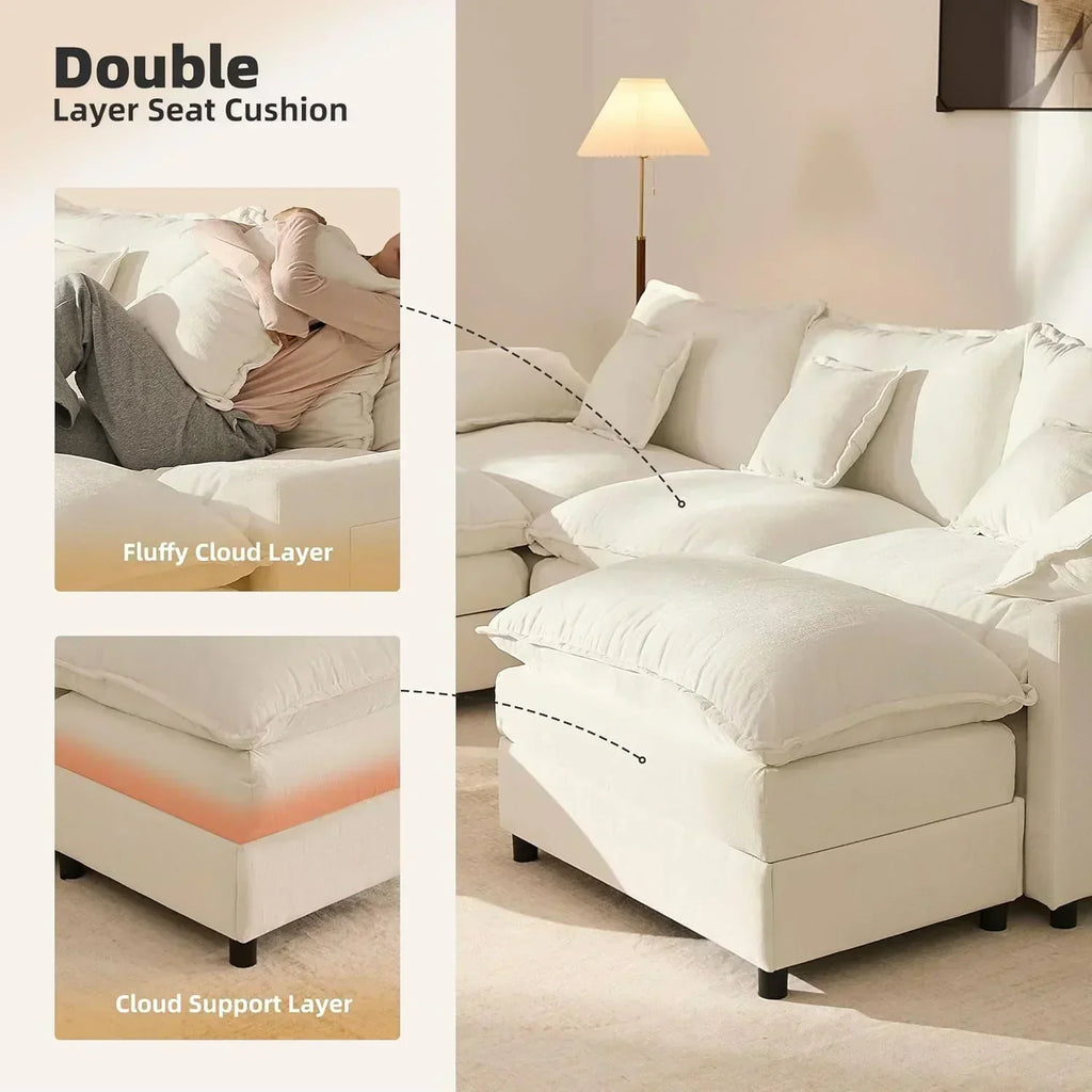 108" U-shaped sofa modular sofa Comfortable cloud sofa