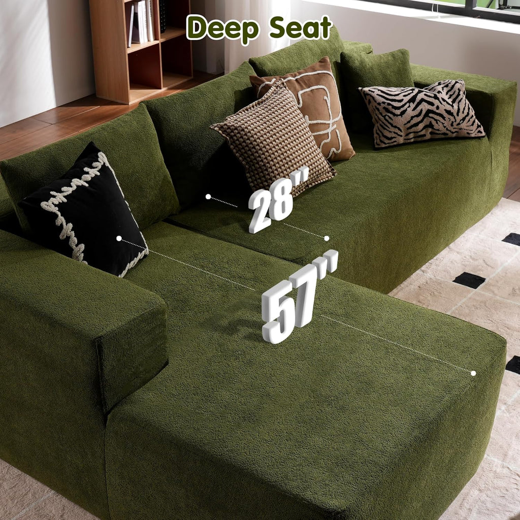 Ovios 104" Cloud Section Sofa L-shaped lounge chair, modern modular sofa