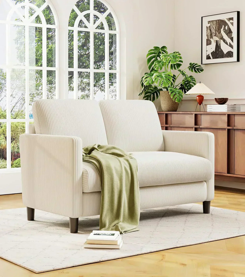 Loveseat Sofa 51" Love Seat Comfy Corduroy Small Loveseat Tool-Free Setup Couch