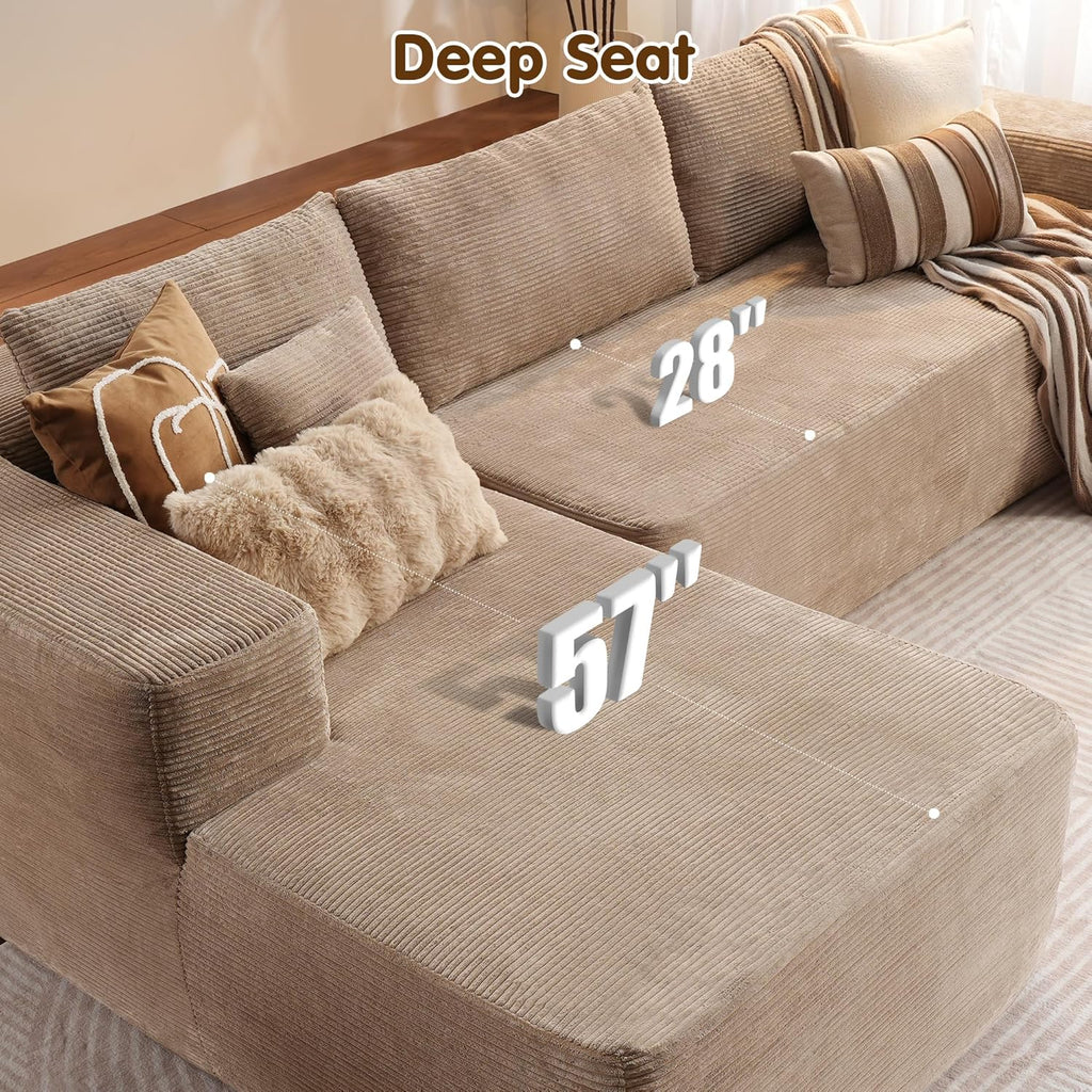 Ovios 104" Cloud Section Sofa L-shaped lounge chair, modern modular sofa