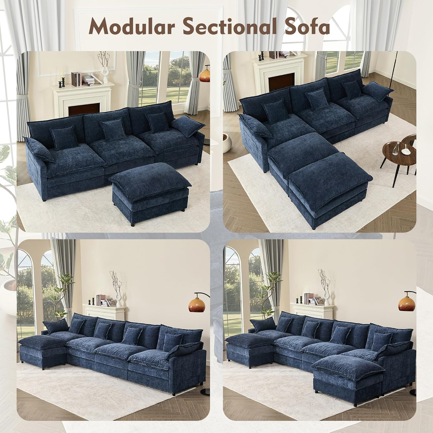 108" U-shaped sofa modular sofa three-seater comfortable cloud sofa