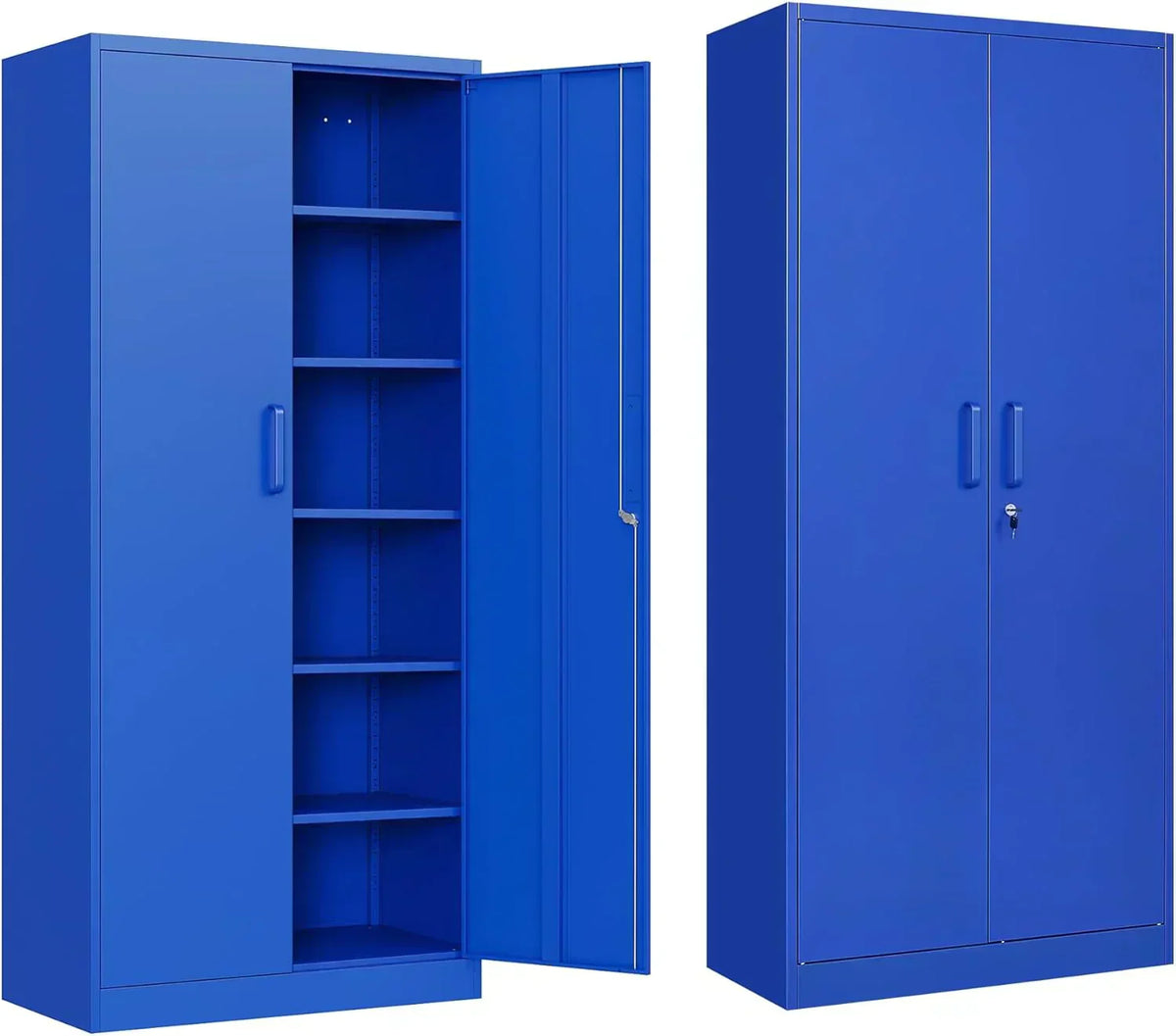 Metal Storage Cabinet with 2 Doors and 6 Shelves Black Metal Cabinet Garage Storage Cabinet