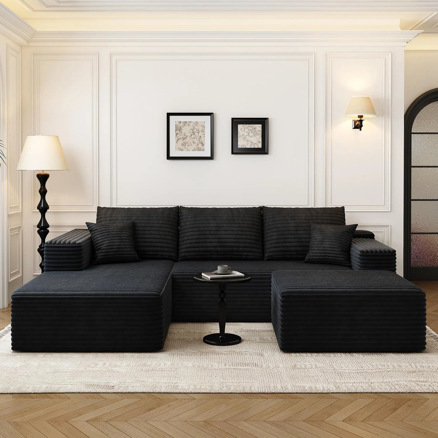 107.5" Cloud Modular Sectional Sofa Couch with L-Shape Chaise,Modern Minimalist Upholstered Couches