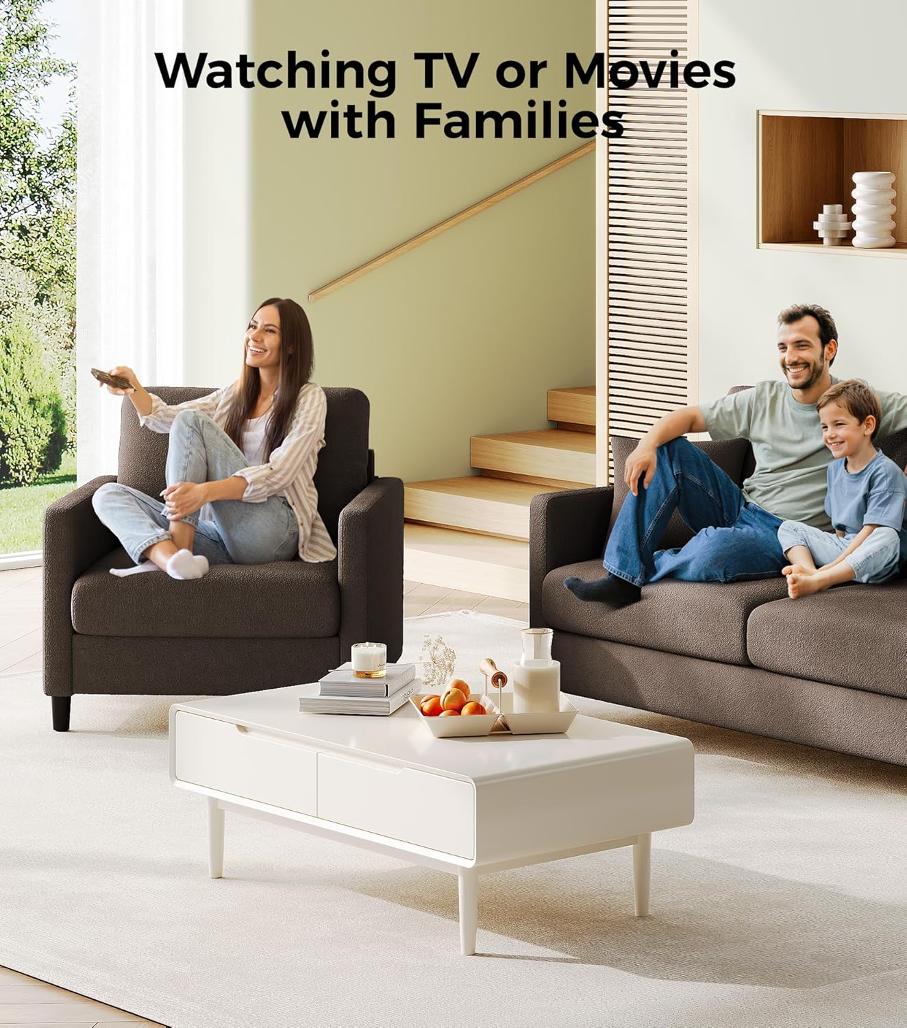 Loveseat Sofa 51" Love Seat Comfy Corduroy Small Loveseat Tool-Free Setup Couch