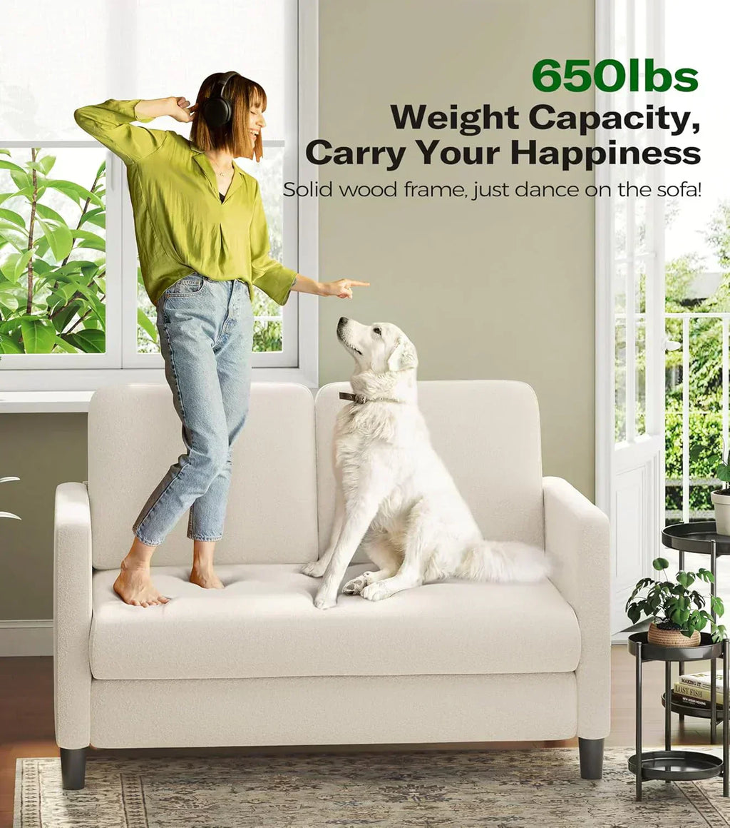 Loveseat Sofa 51" Love Seat Comfy Corduroy Small Loveseat Tool-Free Setup Couch