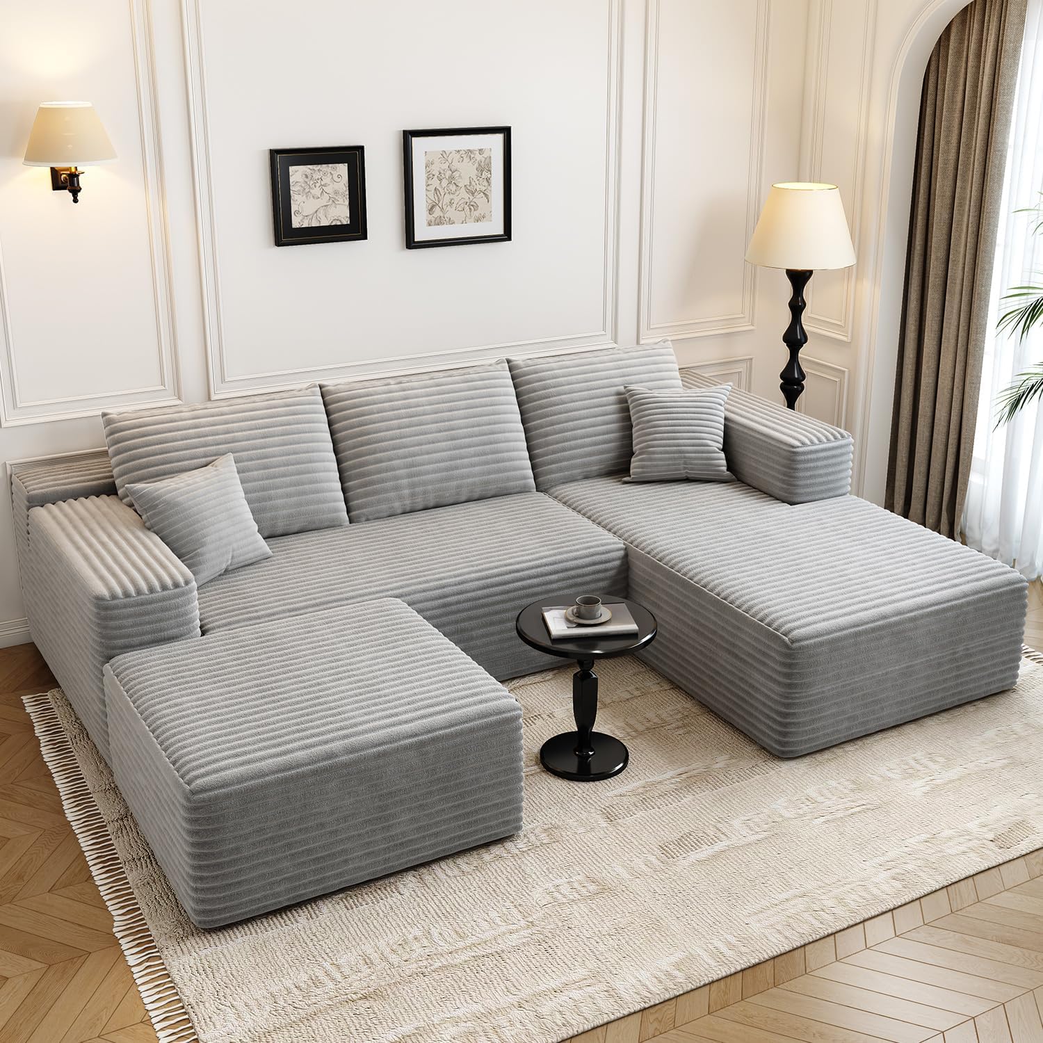 107.5" Cloud Modular Sectional Sofa Couch with L-Shape Chaise,Modern Minimalist Upholstered Couches