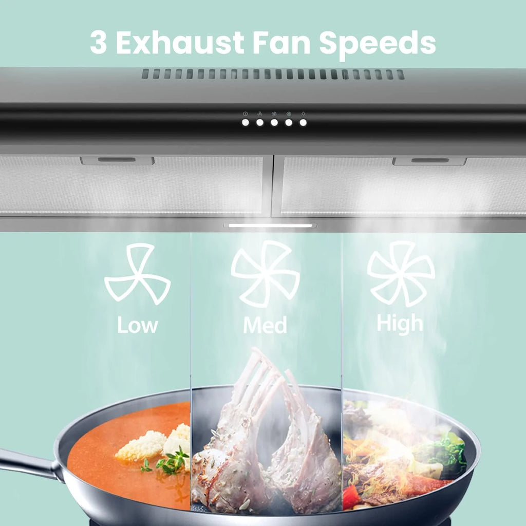 Comfee 30" Under Cabinet Ducted/Ductless Convertible Slim Vent Durable Stainless Steel Kitchen Reusable Filter