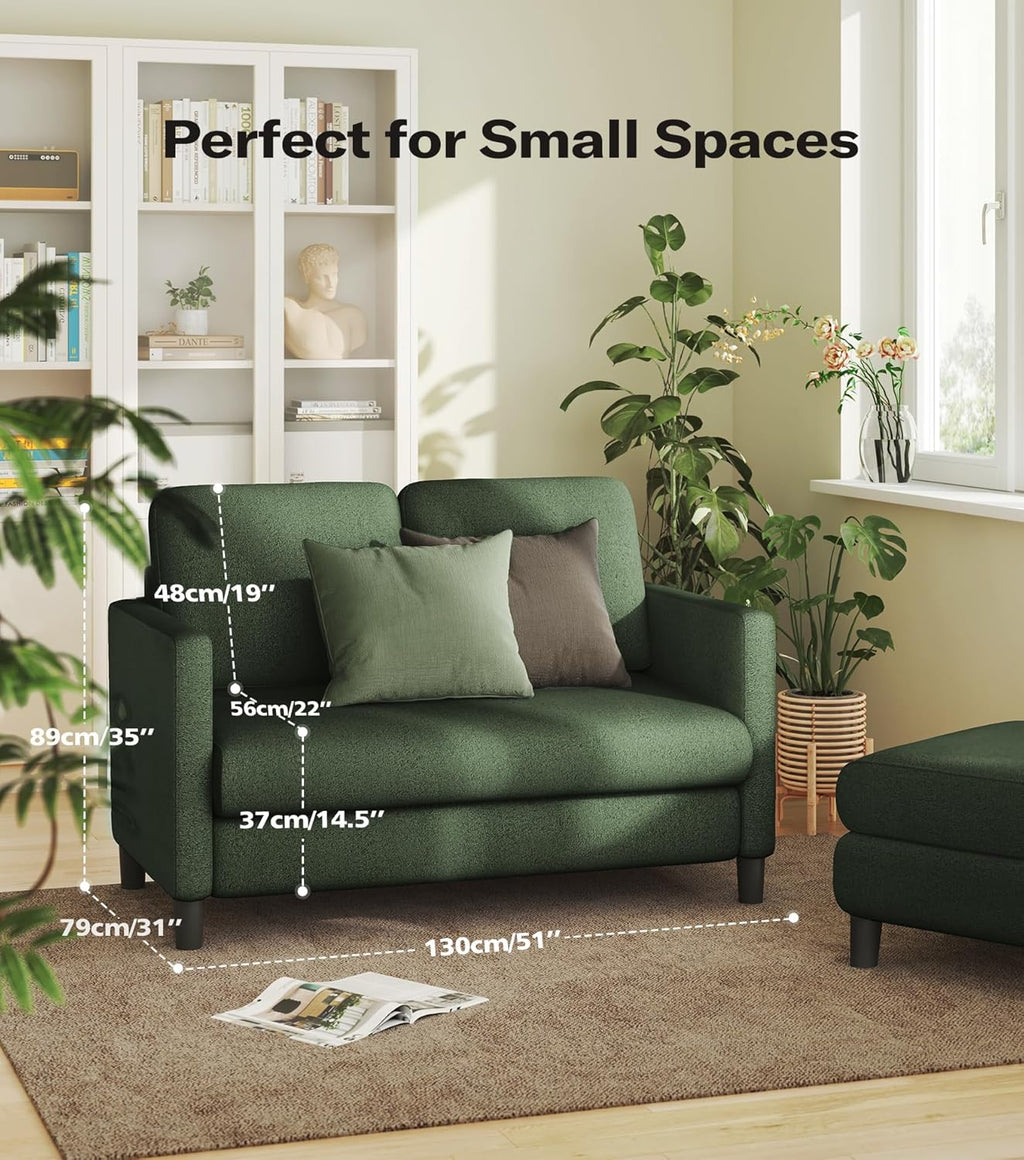 Loveseat Sofa 51" Love Seat Comfy Corduroy Small Loveseat Tool-Free Setup Couch