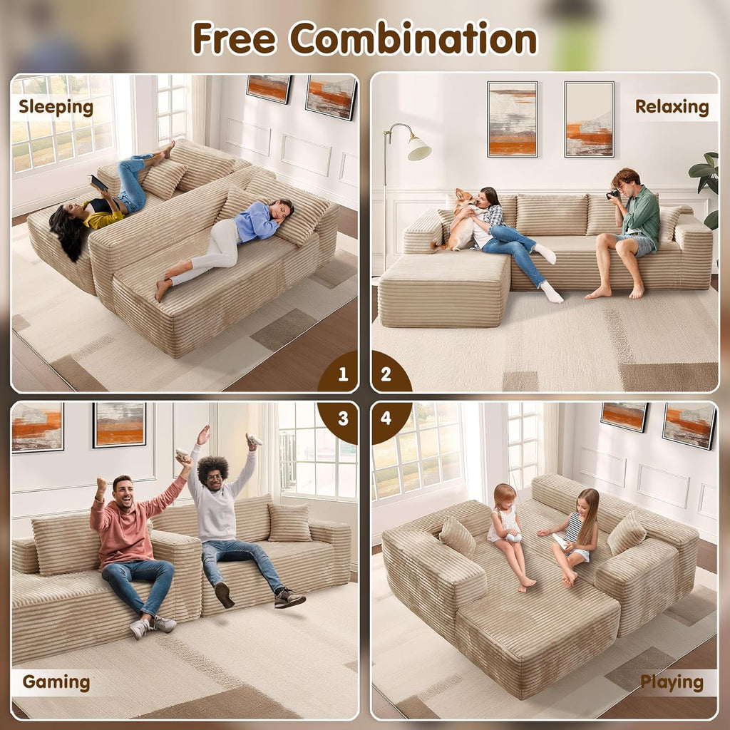 Ovios 104" Cloud Section Sofa L-shaped lounge chair, modern modular sofa