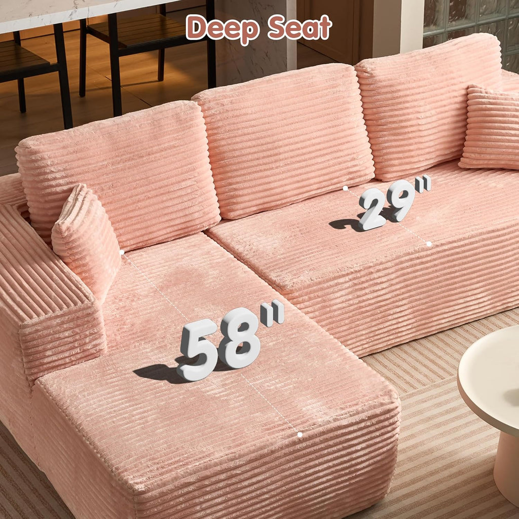 Ovios 104" Cloud Section Sofa L-shaped lounge chair, modern modular sofa
