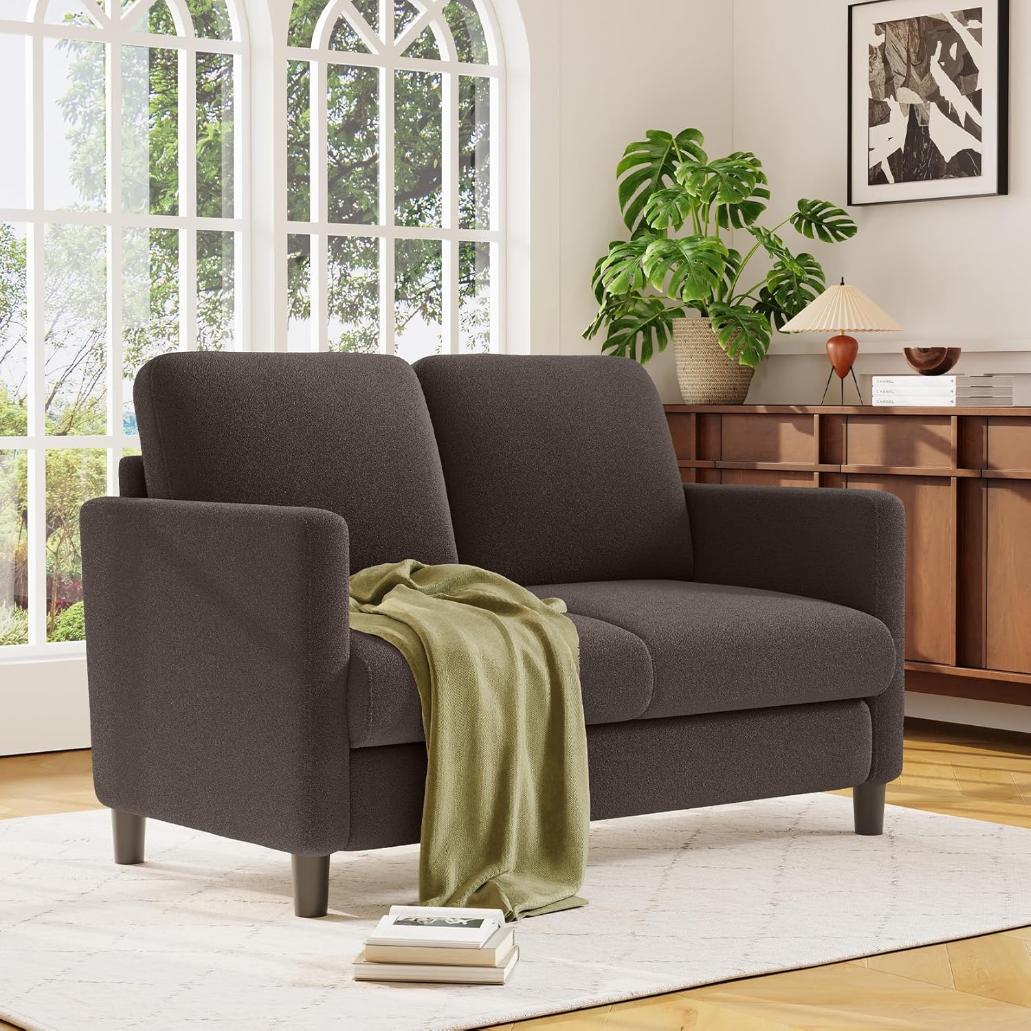 Loveseat Sofa 51" Love Seat Comfy Corduroy Small Loveseat Tool-Free Setup Couch