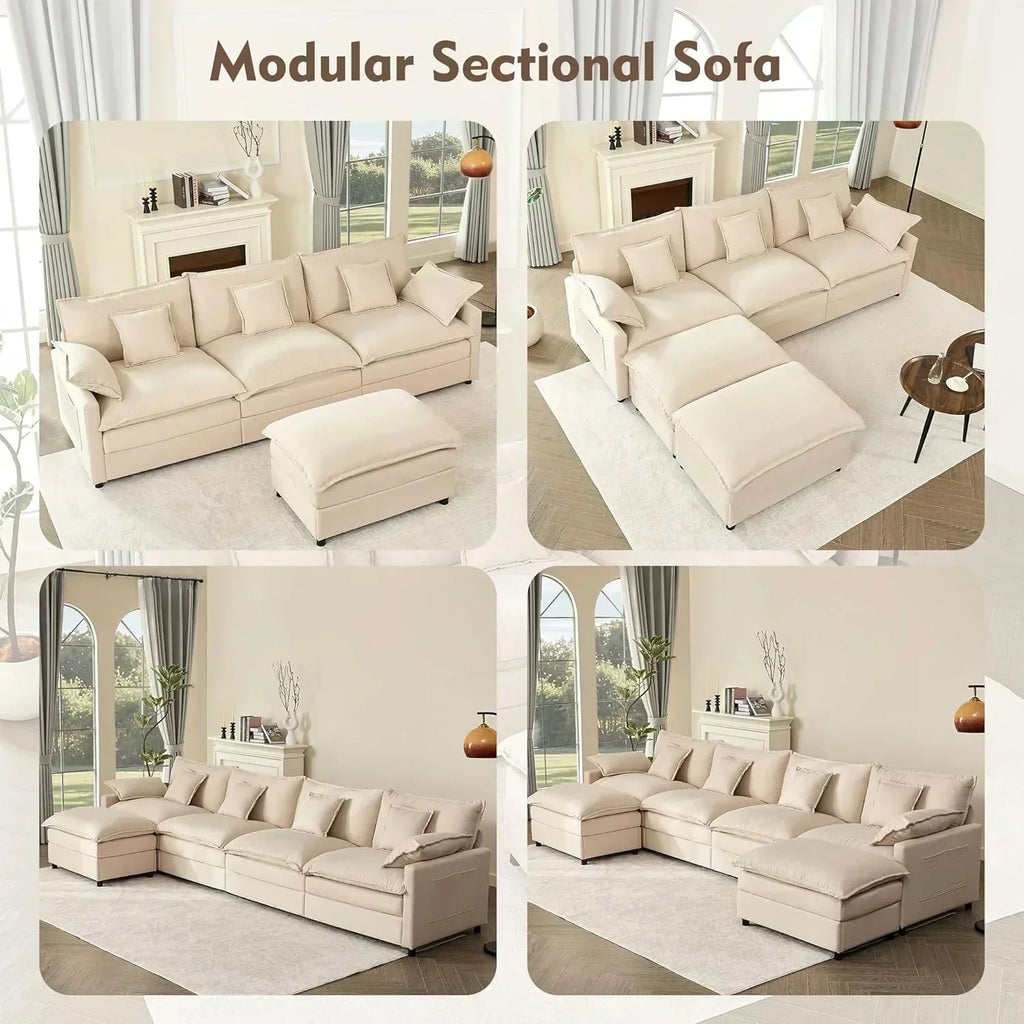 108" U-shaped sofa modular sofa three-seater comfortable cloud sofa