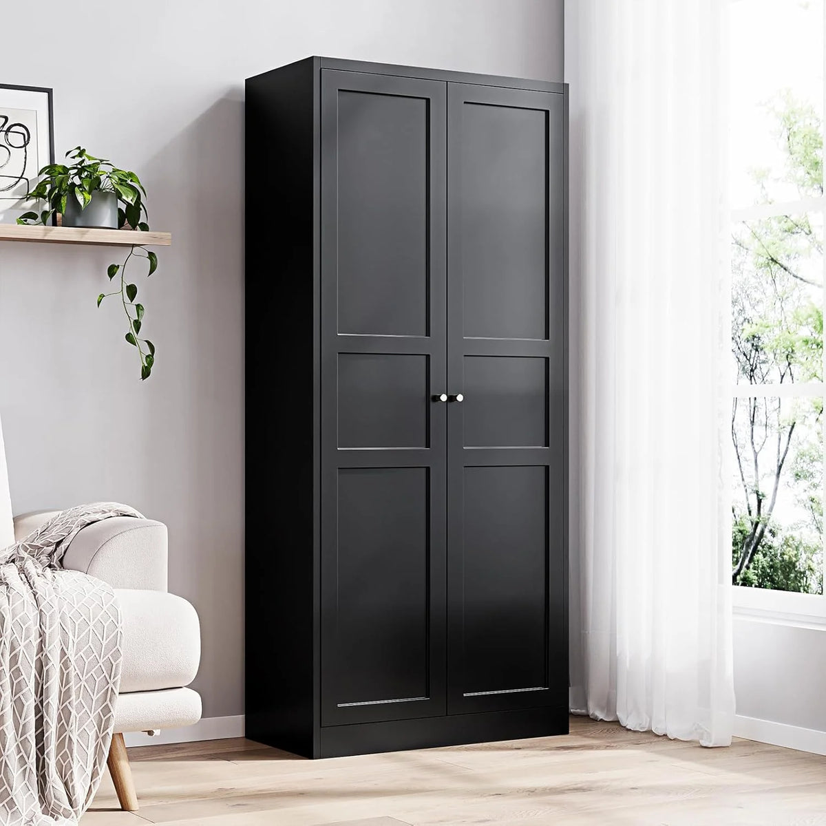 Yizosh Metal Storage Cabinet with 2 Doors and 4 Adjustable Shelves