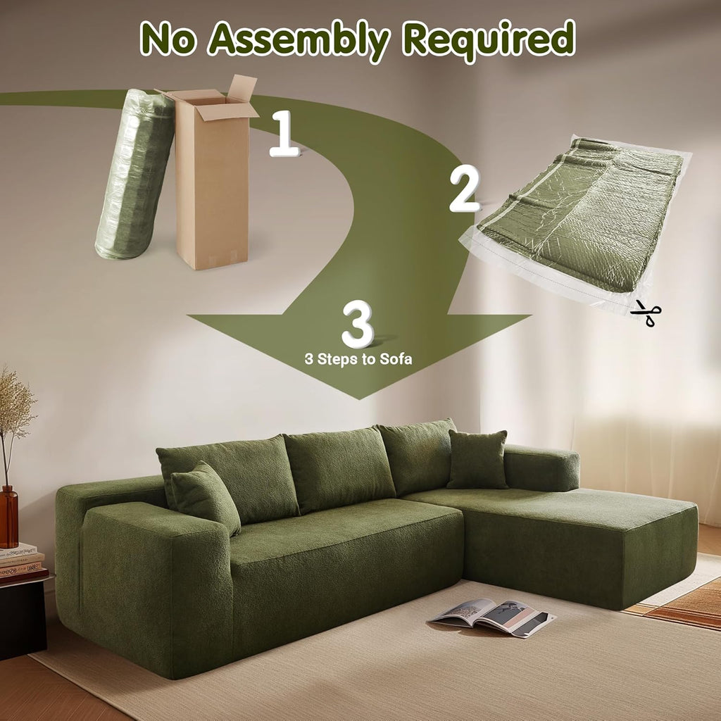 Ovios 104" Cloud Section Sofa L-shaped lounge chair, modern modular sofa