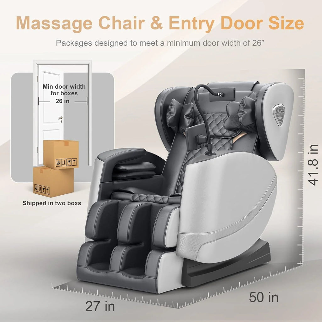 2025 Massage Chair Full Body, Zero Gravity Massage Chair with 10 Fix Rollers, Heating, Foot Massage, Auto Modes, Bluetooth Speaker, Touch Screen Controller (Black & Brown)