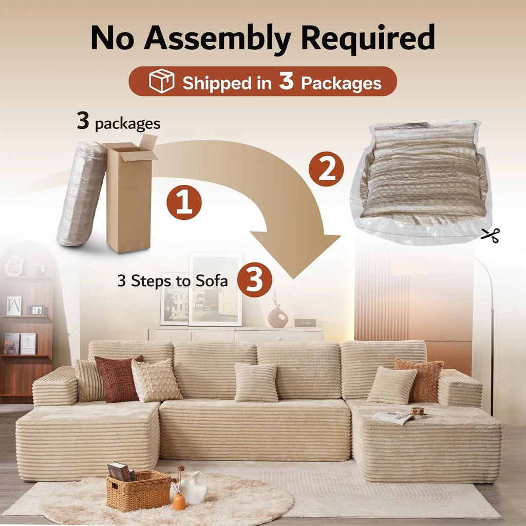 Ovios 104" Cloud Section Sofa L-shaped lounge chair, modern modular sofa